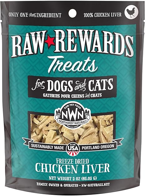 Freeze Dried Raw Rewards Chicken Liver 3 oz. for Dogs and Cats