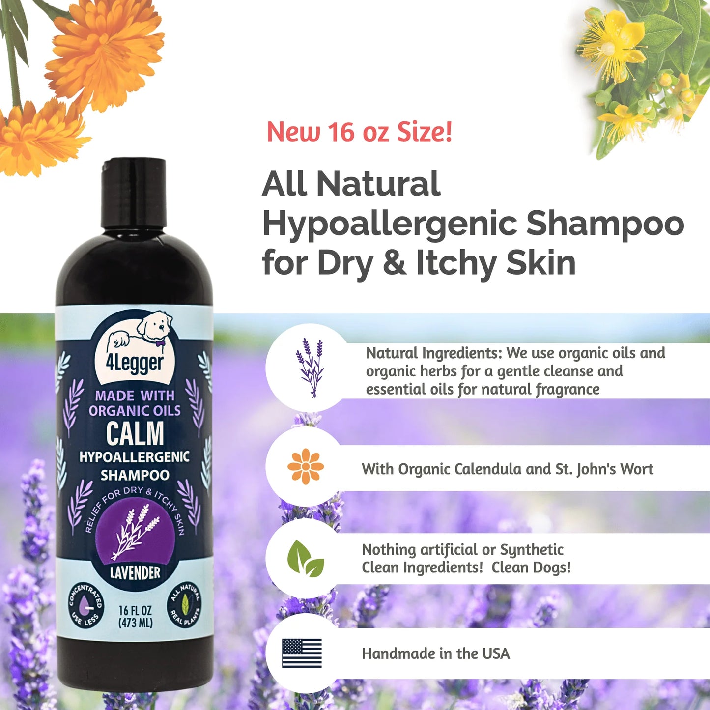 CALM Lavender Natural Dog Shampoo 16 oz.