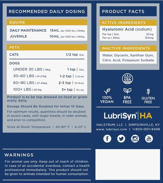 LubriSyn HA Hyaluronic Joint Supplement for Pets