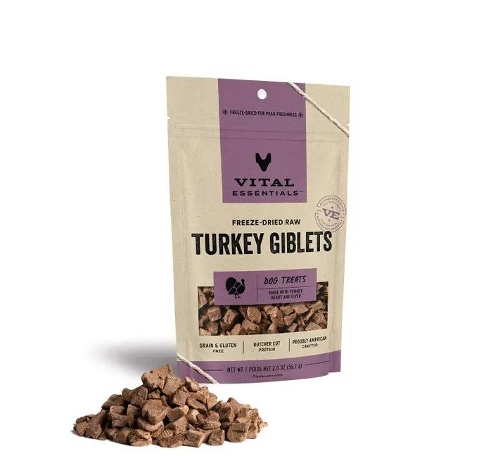 Freeze Dried Raw Turkey Giblets 2 oz.